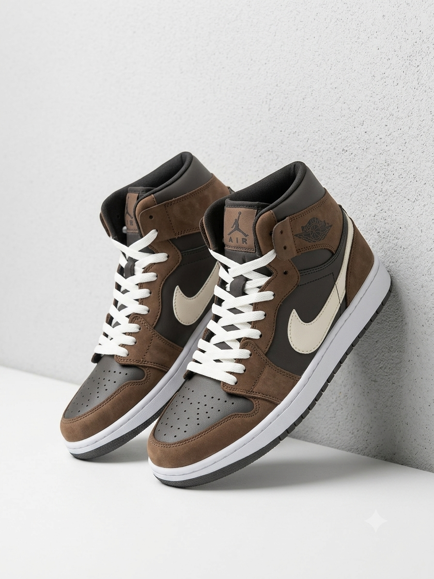 کفش کتانی نایکی مردانه Nike جردن ساقدار مشکی قهوه ای یا کیفیت