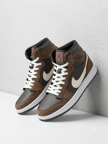 کفش کتانی نایکی مردانه Nike جردن ساقدار مشکی قهوه ای یا کیفیت