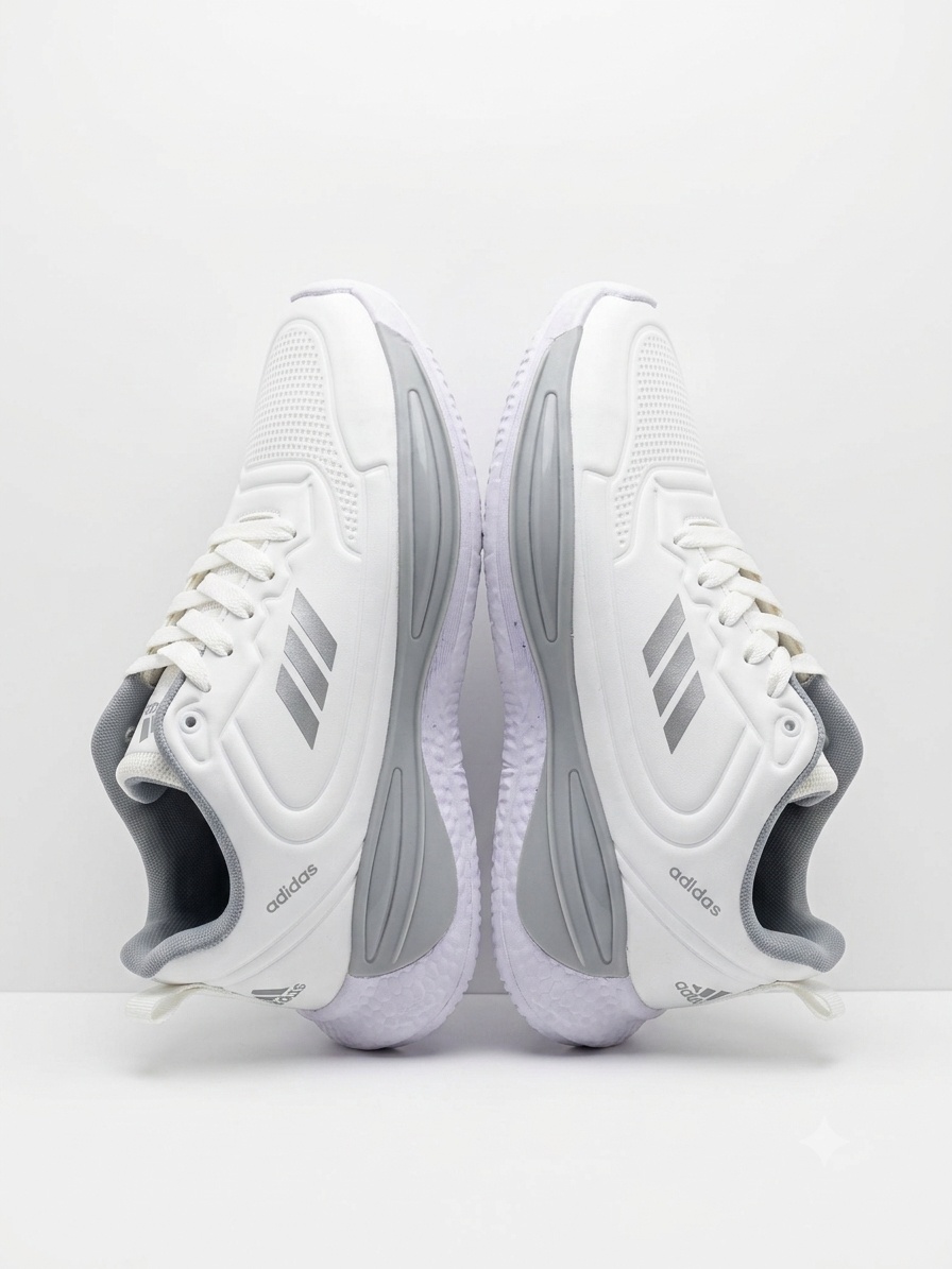 کتونی اسپرت مردانه سفید طوسی آدیداس (Adidas) – مدل روزمره و پیاده‌روی