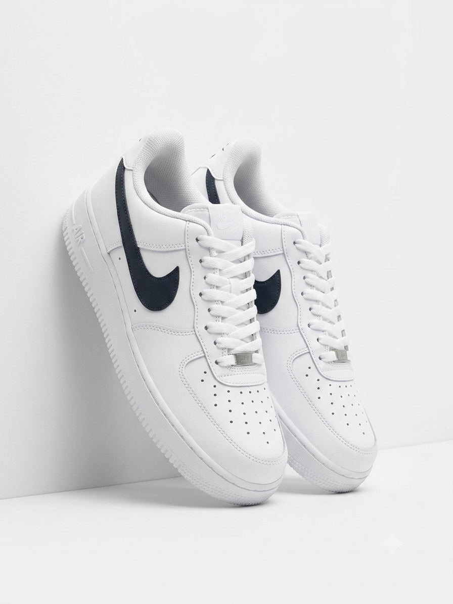 کتونی نایک ایرفورس ۱مردانه (Nike Air Force 1) بزرگ پا سفید لوگو مشکی 44 تا 47