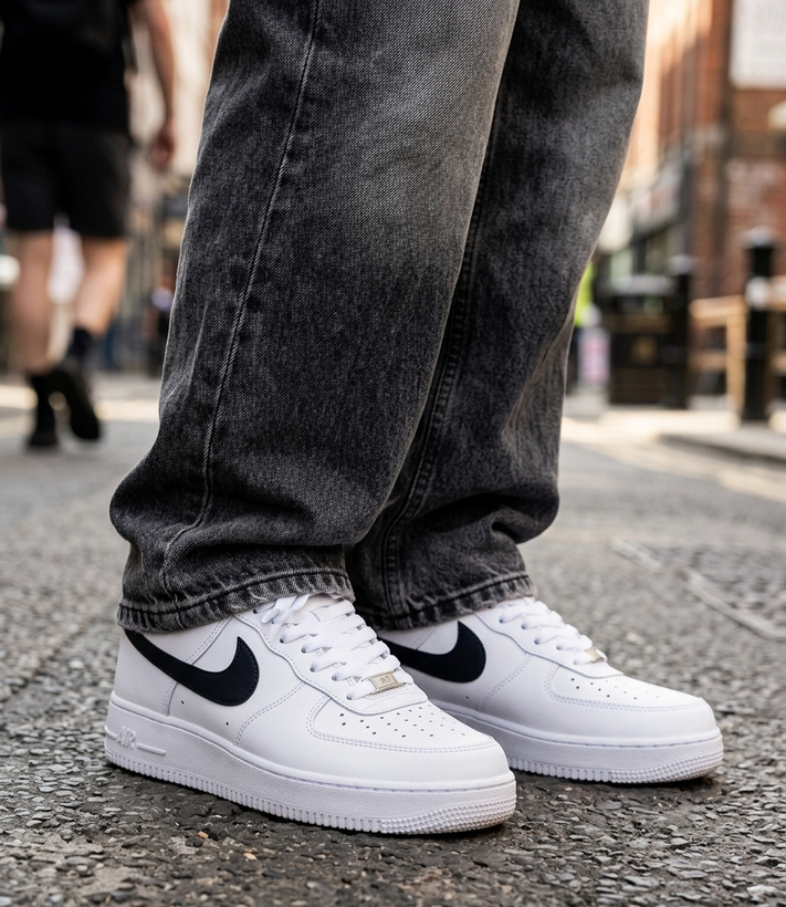 کتونی نایک ایرفورس ۱مردانه (Nike Air Force 1) بزرگ پا سفید لوگو مشکی 44 تا 47