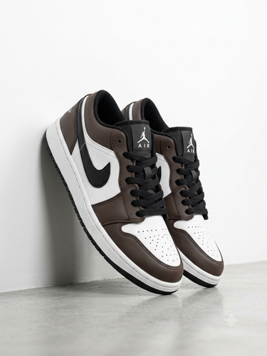 کتونی بسکتبال مردانه نایک ایر جردن 1 سفید قهوه ای تیره (Air Jordan 1 Low)