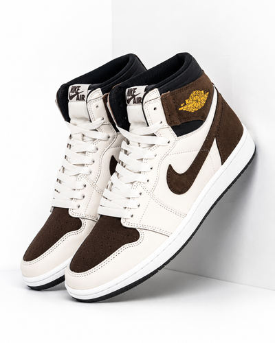 کفش بسکتبال نایکی دخترانه ایر جردن ۱ ساقدار کرم قهوه ای Nike Air Jordan