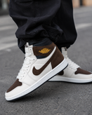 کفش بسکتبال نایکی دخترانه ایر جردن ۱ ساقدار کرم قهوه ای Nike Air Jordan