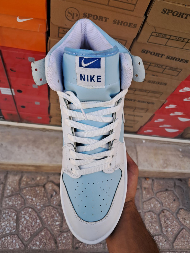 کتونی بسکتبال مردانه ساق دار نایک ایر جردن ۱ سفید آبی (Nike Air Jordan 1 University Blue