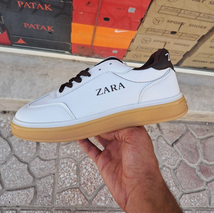 کفش ونس زنانه سفید قهوه ای Zara سایز 37 تا 40